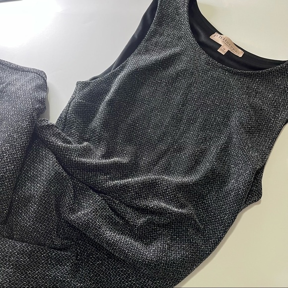 𝅺PHILOSOPHY Black & Silver Midi Cocktail Dress Size M - Picture 3 of 9